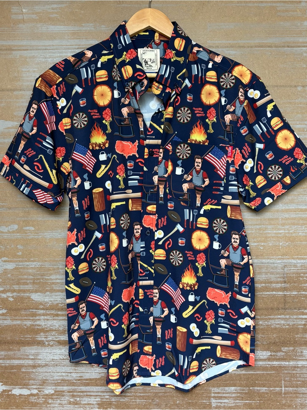 RSVLTS Ron Swanson’s Shirt of Greatness Parks & Recreation Button Down Mens M